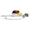 925 Sterling Silver & Genuine Baltic Amber Modern Brooch - M807