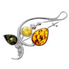 925 Sterling Silver & Genuine Baltic Amber Modern Brooch - M807