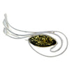 925 Sterling Silver & Genuine Baltic Amber Modern Brooch - M815