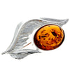 925 Sterling Silver & Genuine Baltic Amber Angels Wing Brooch - M816