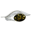 925 Sterling Silver & Genuine Baltic Amber Angels Wing Brooch - M816