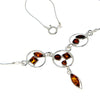 925 Sterling Silver & Genuine Baltic Amber Multi Stones Modern Necklace - M912