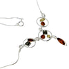 925 Sterling Silver & Genuine Baltic Amber Multi Stones Modern Necklace - M912