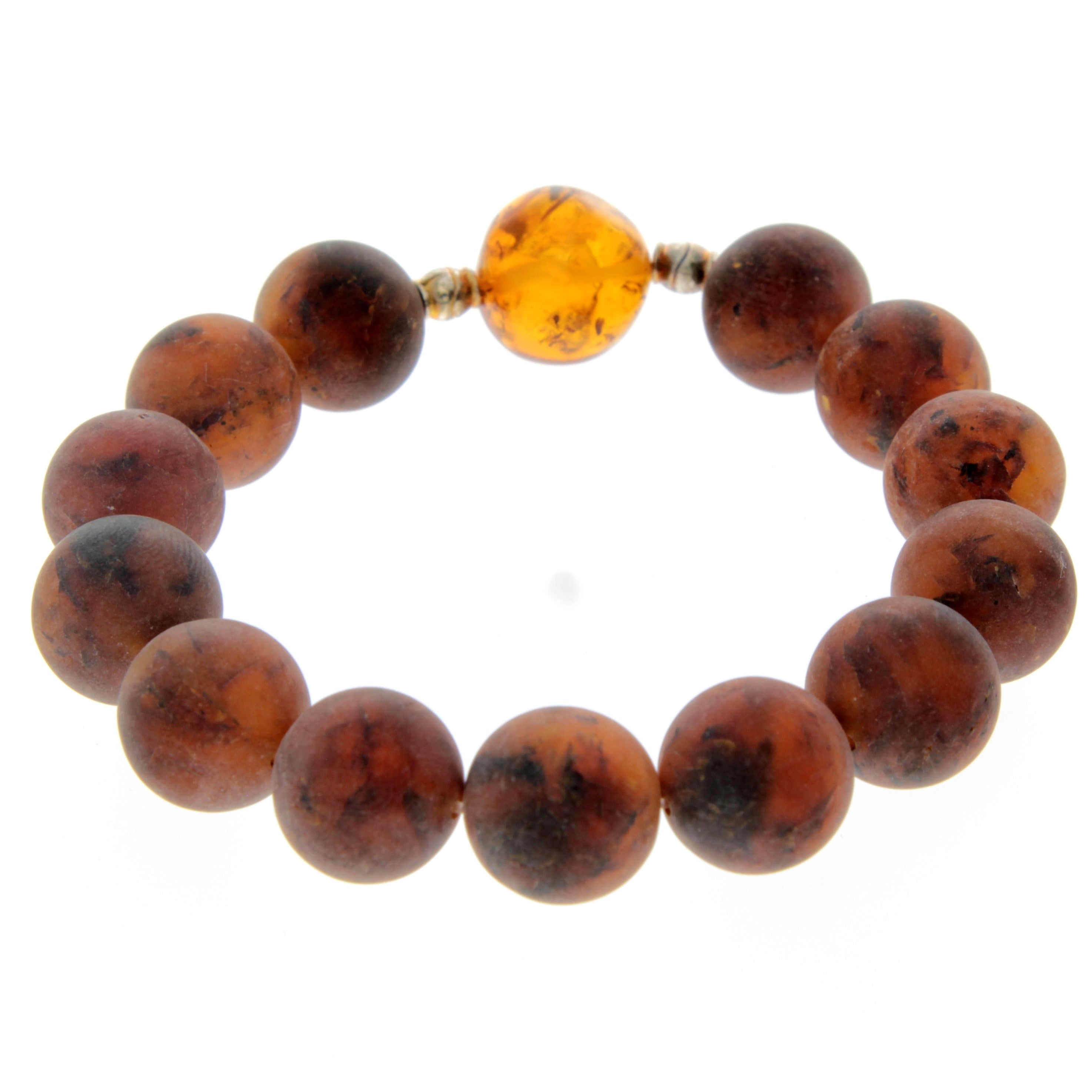 Genuine Raw Baltic Amber Adjustable Beaded Bracelet for Men - MB015