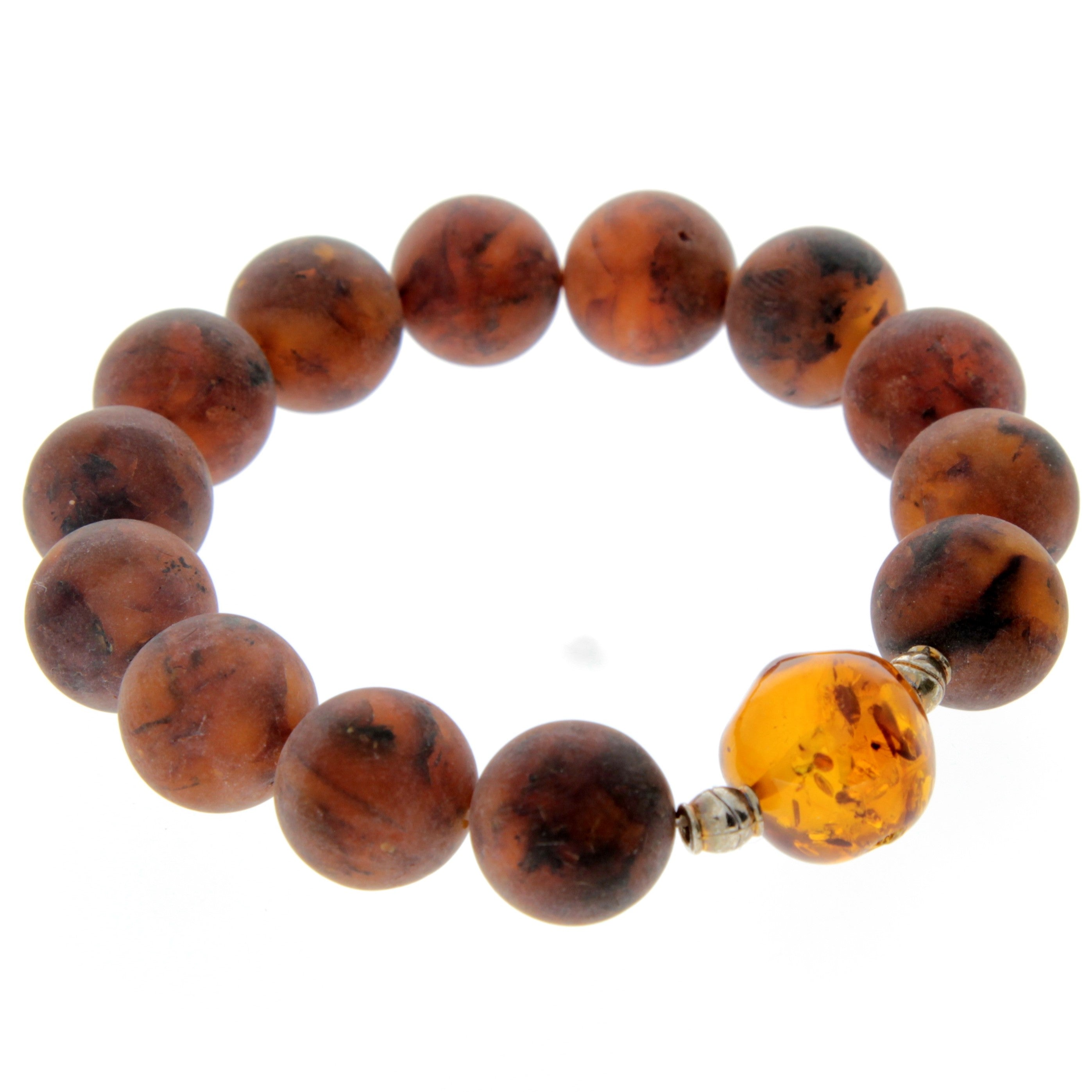 Genuine Raw Baltic Amber Adjustable Beaded Bracelet for Men - MB015