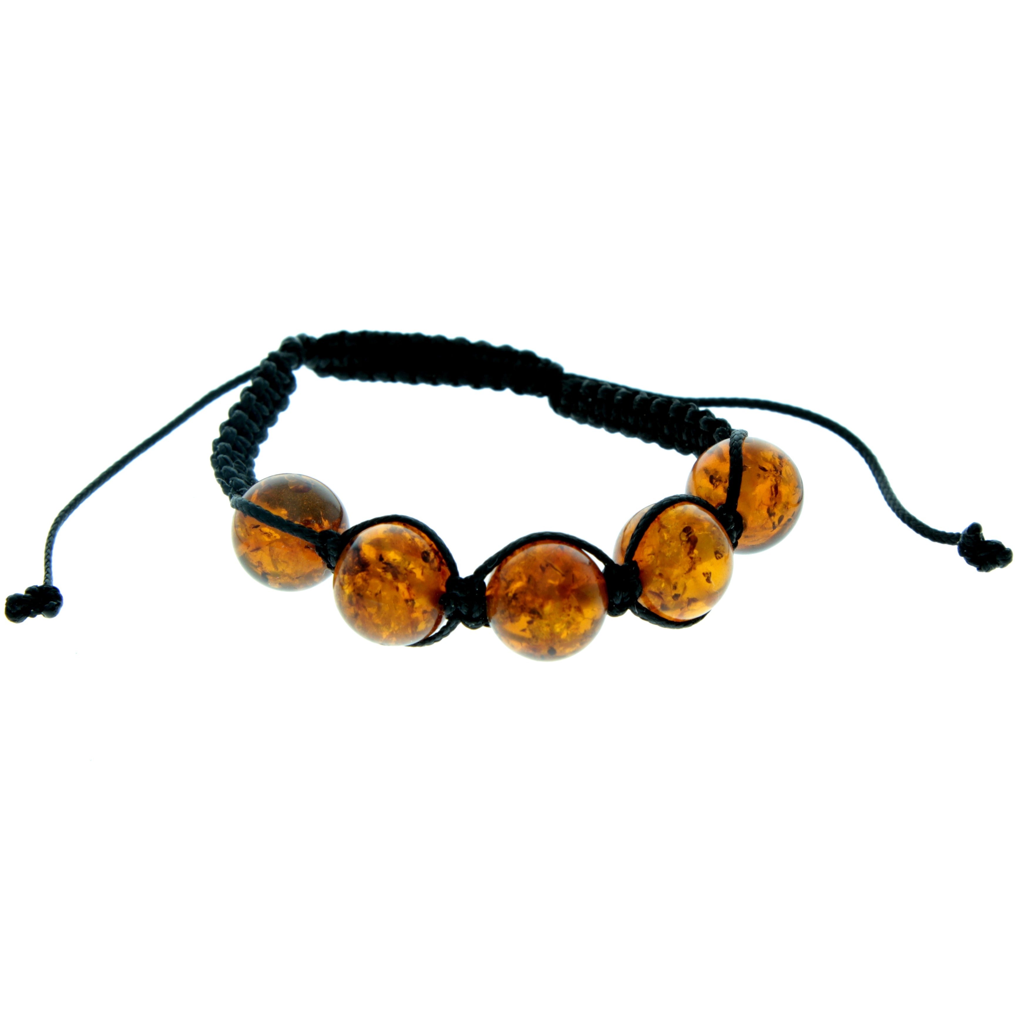 Genuine Baltic Amber Adjustable Bracelet for Men with Amber Balls - MB020