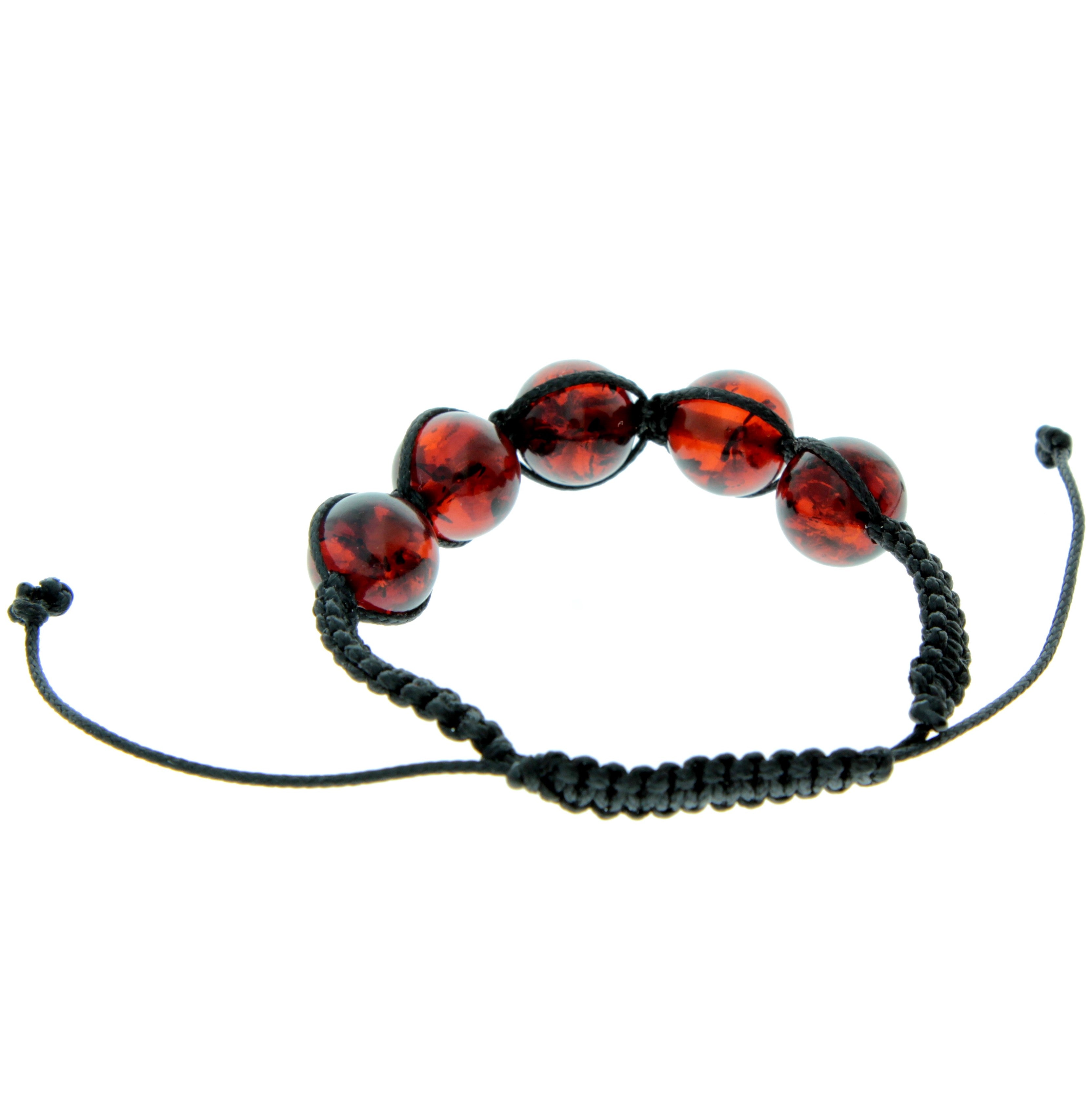 Genuine Baltic Amber Adjustable Bracelet for Men with Amber Balls - MB020