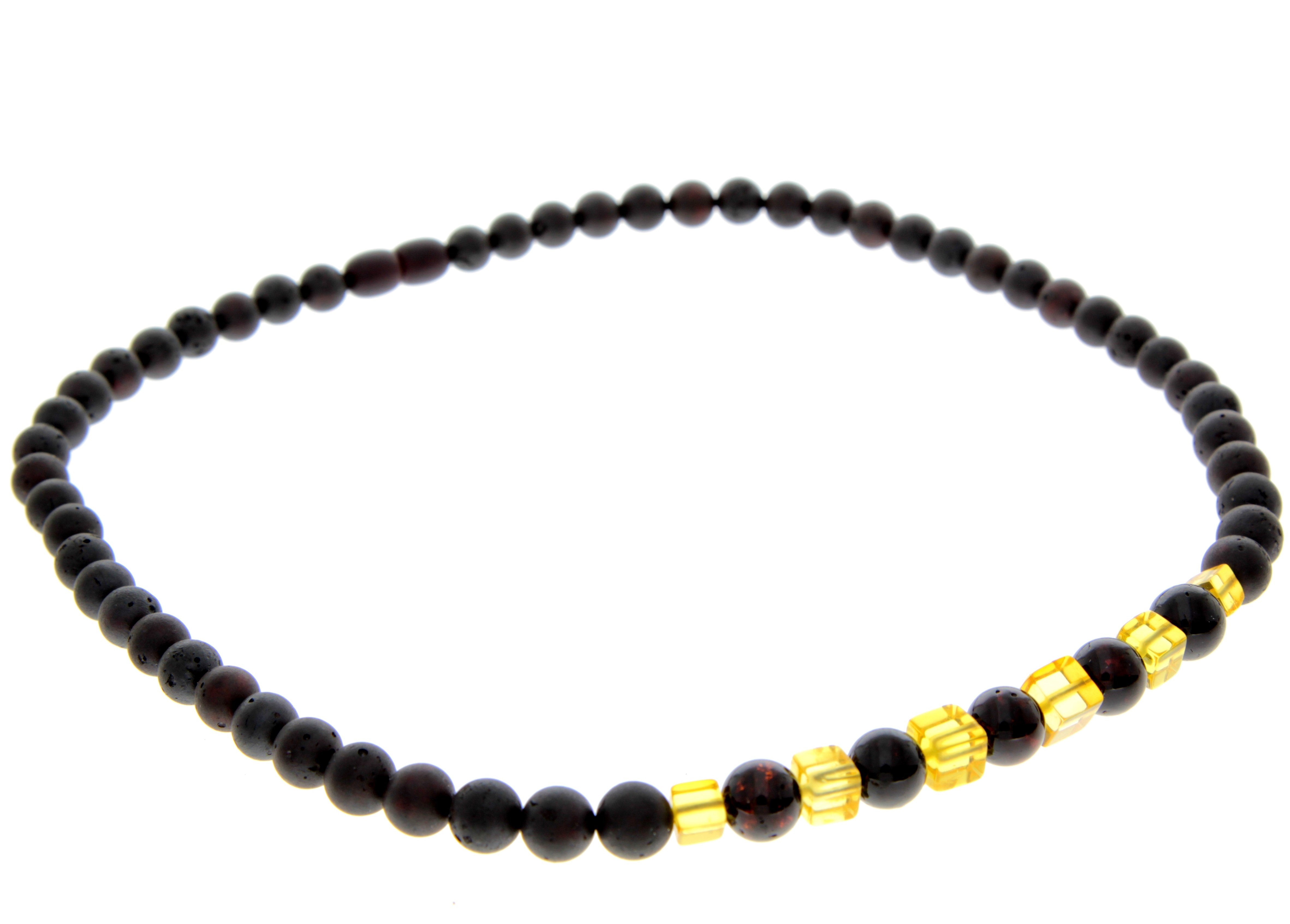 Genuine Baltic Amber Round Beads for Men / Unisex Beaded Necklace. MB025N