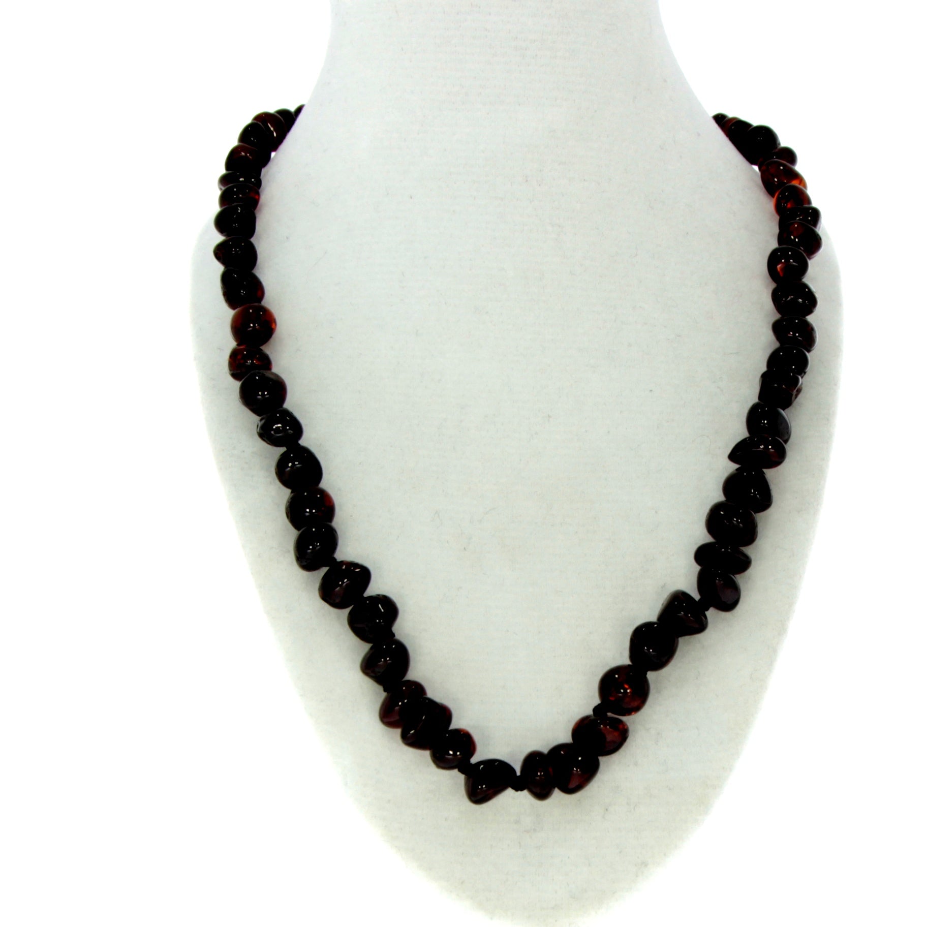 Genuine Baltic Amber Polished Baroque Beaded Necklace in various colours & sizes. All beads knotted in between.