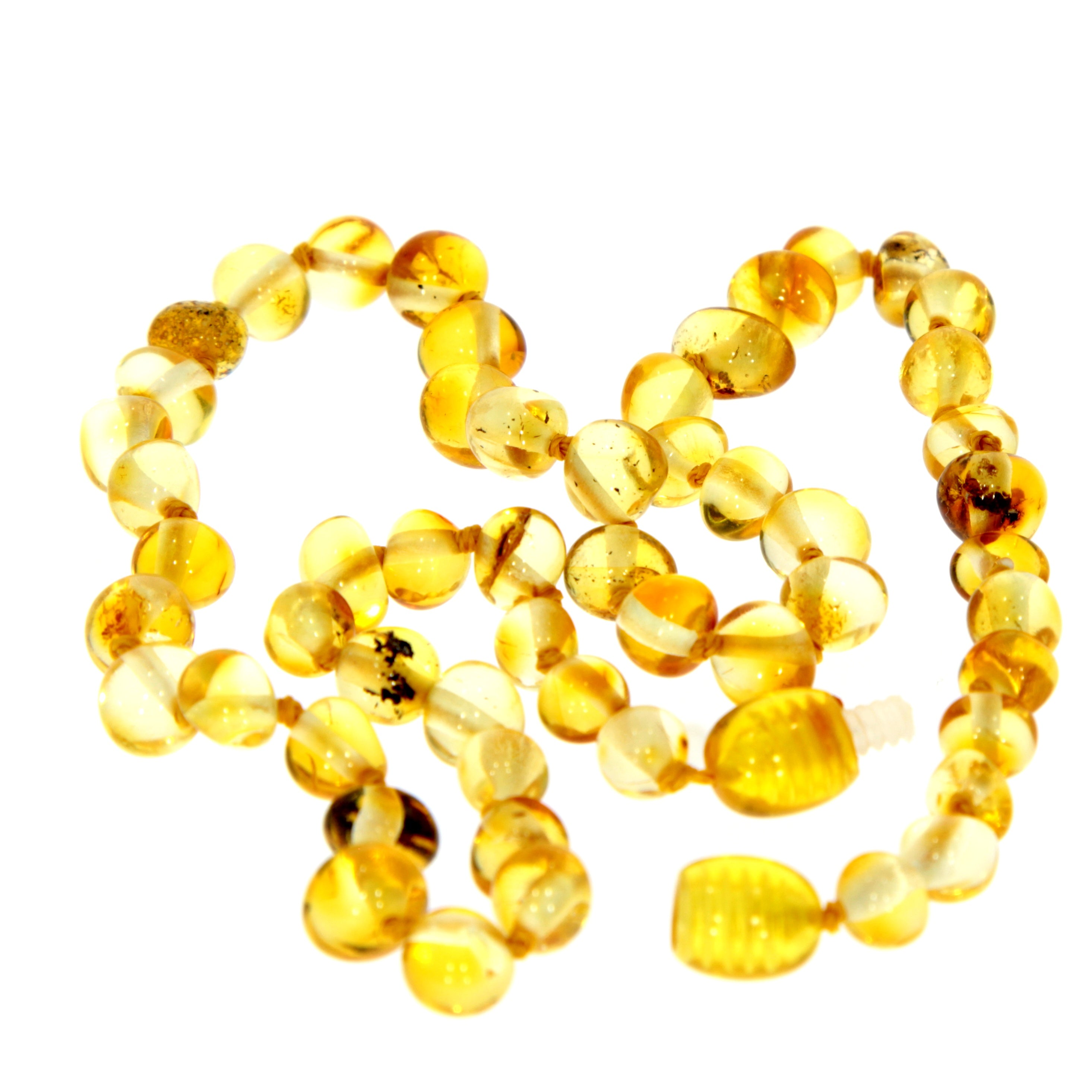 Genuine Baltic Amber Polished Baroque Beaded Necklace in various colours & sizes. All beads knotted in between.