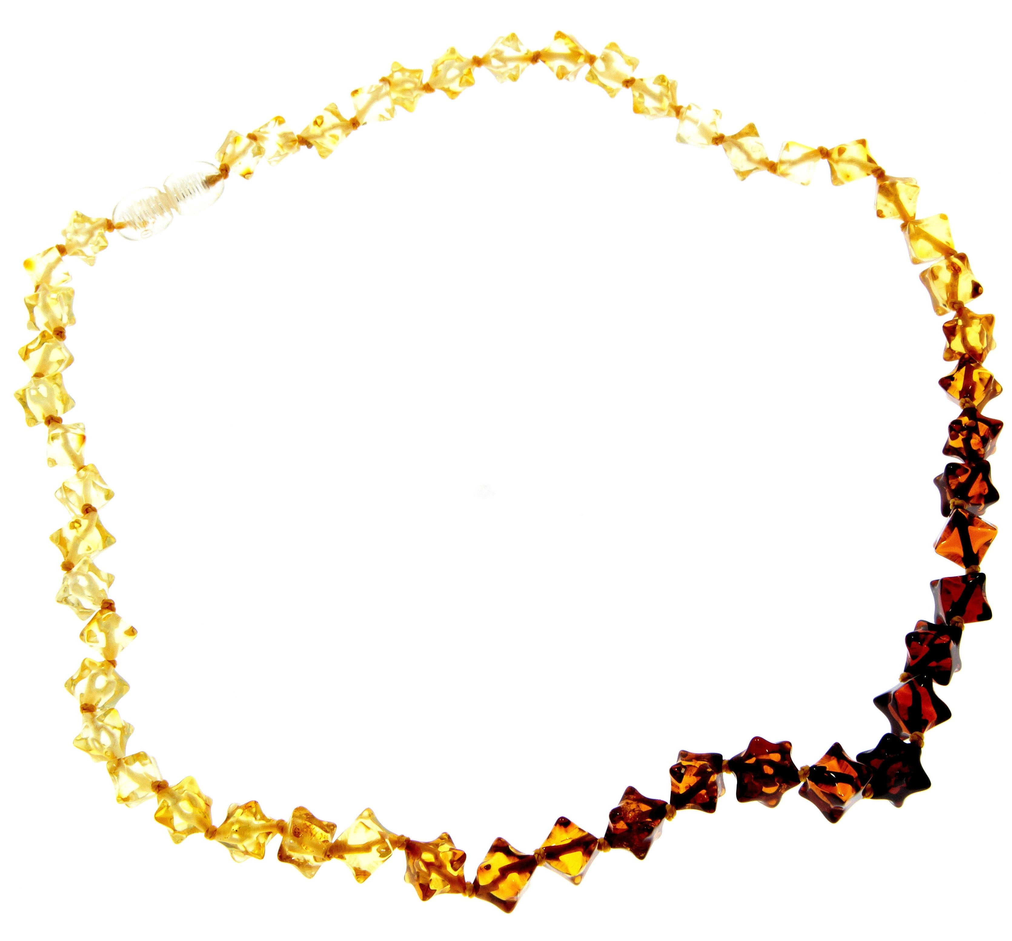 Genuine Baltic Amber Cube Faceted Beads for Men / Unisex Beaded Necklace - NE0197