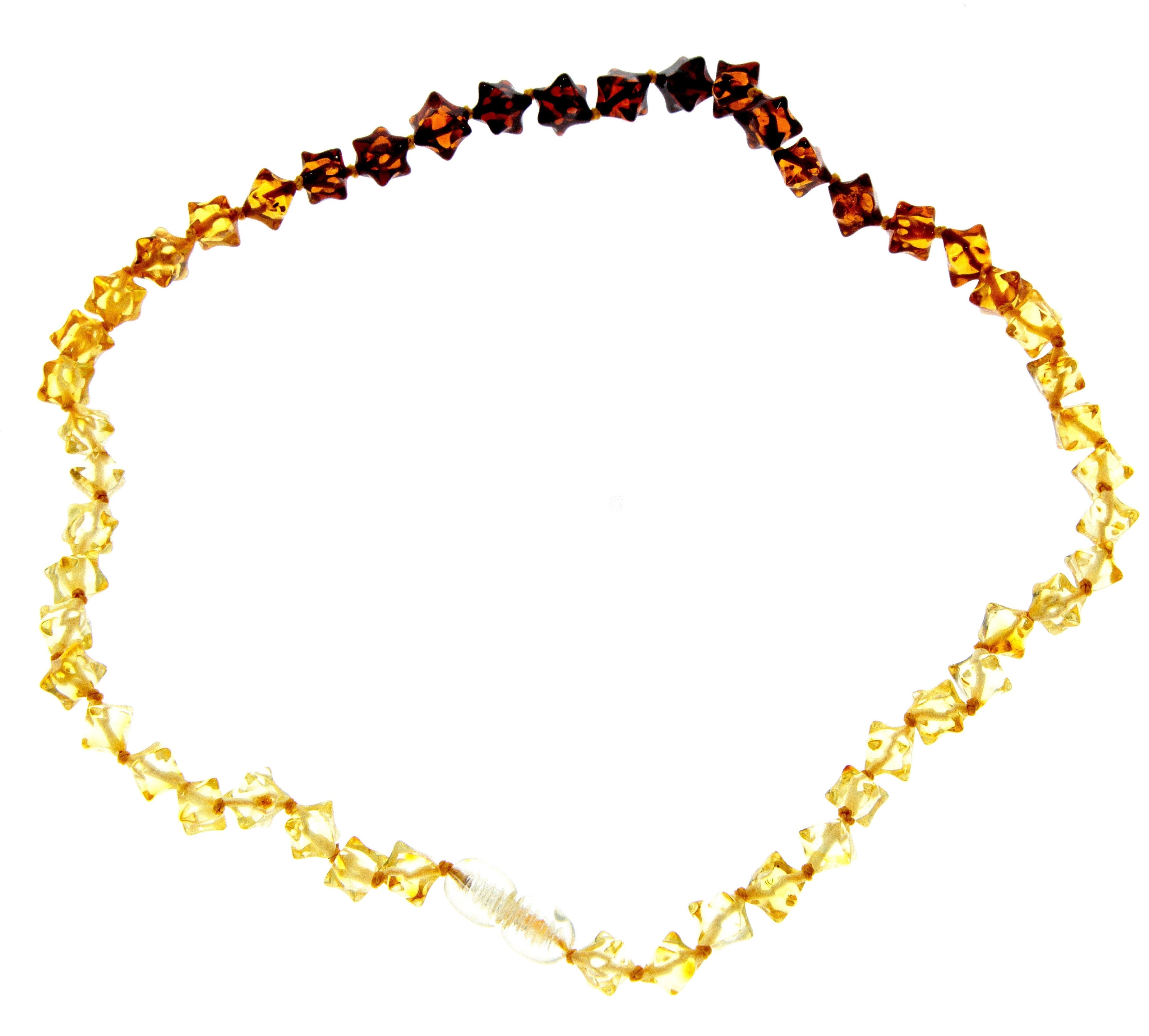 Genuine Baltic Amber Cube Faceted Beads for Men / Unisex Beaded Necklace - NE0197