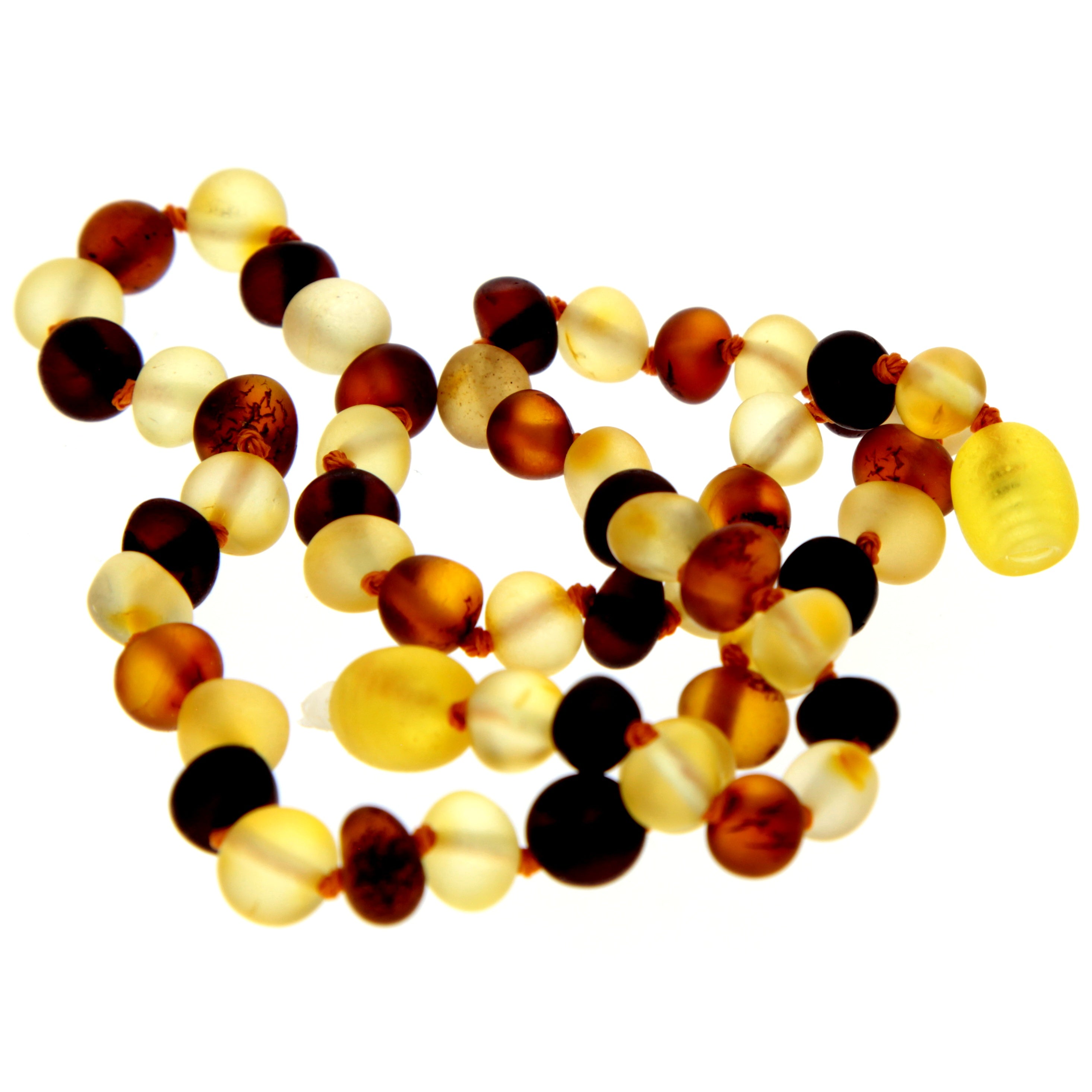 Genuine Baltic Amber Polished Baroque Beaded Necklace in various colours & sizes. All beads knotted in between.