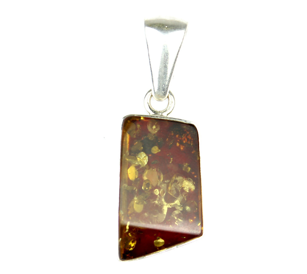 925 Sterling Silver & Genuine Cognac Baltic Amber Exlusive Unique Pendant - PD1339