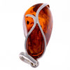 925 Sterling Silver & Genuine Cognac Baltic Amber Exlusive Unique Pendant - PD1750