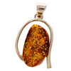 925 Sterling Silver & Genuine Green Baltic Amber Exlusive Unique Pendant - PD1973