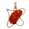 925 Sterling Silver & Genuine Cognac Baltic Amber Exlusive Unique Pendant - PD1985