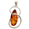 925 Sterling Silver & Genuine Cognac Baltic Amber Exlusive Unique Pendant - PD2026