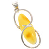 925 Sterling Silver & Genuine Lemon Baltic Amber Exlusive Unique Pendant - PD2027