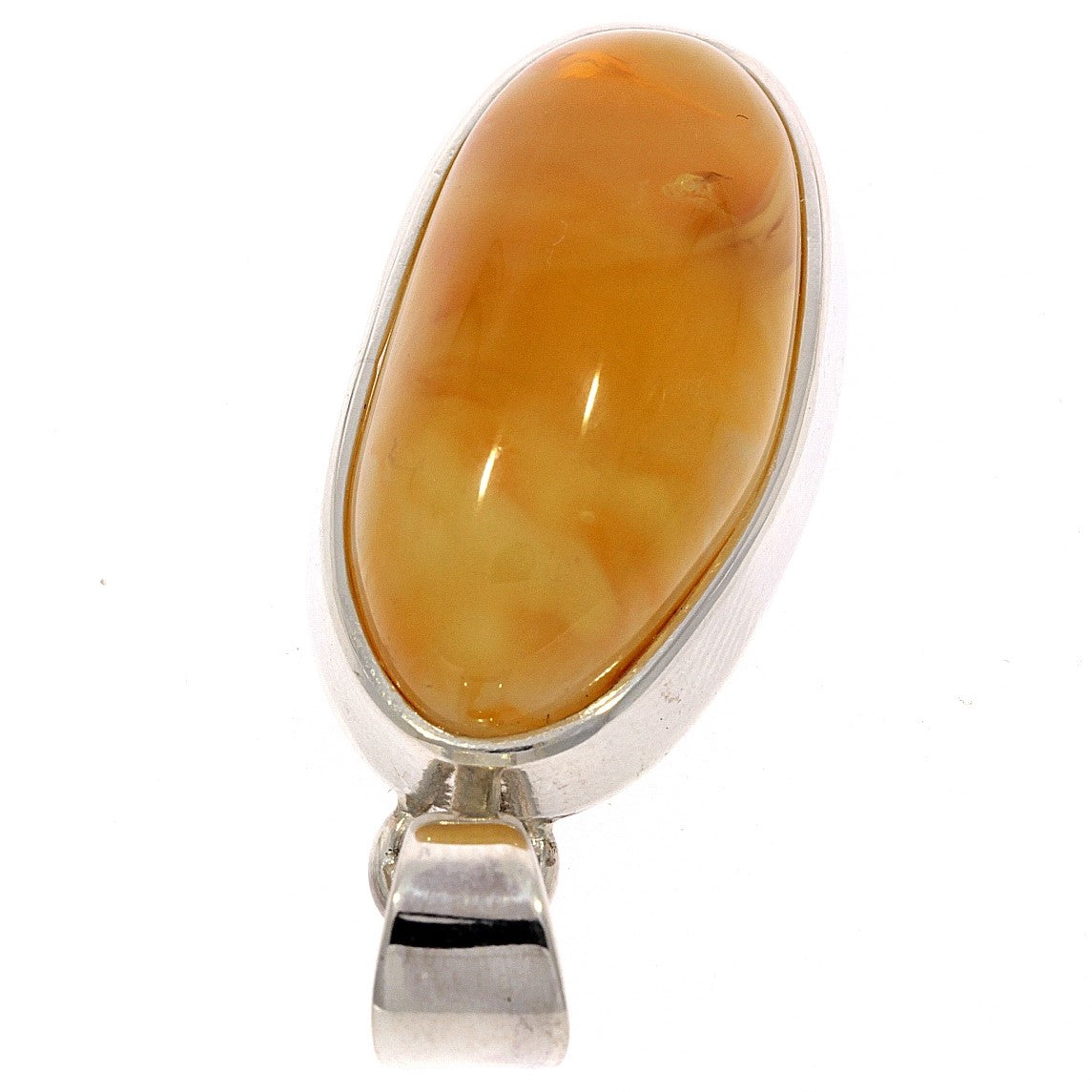 925 Sterling Silver & Genuine Lemon Baltic Amber Exlusive Unique Pendant - PD2054