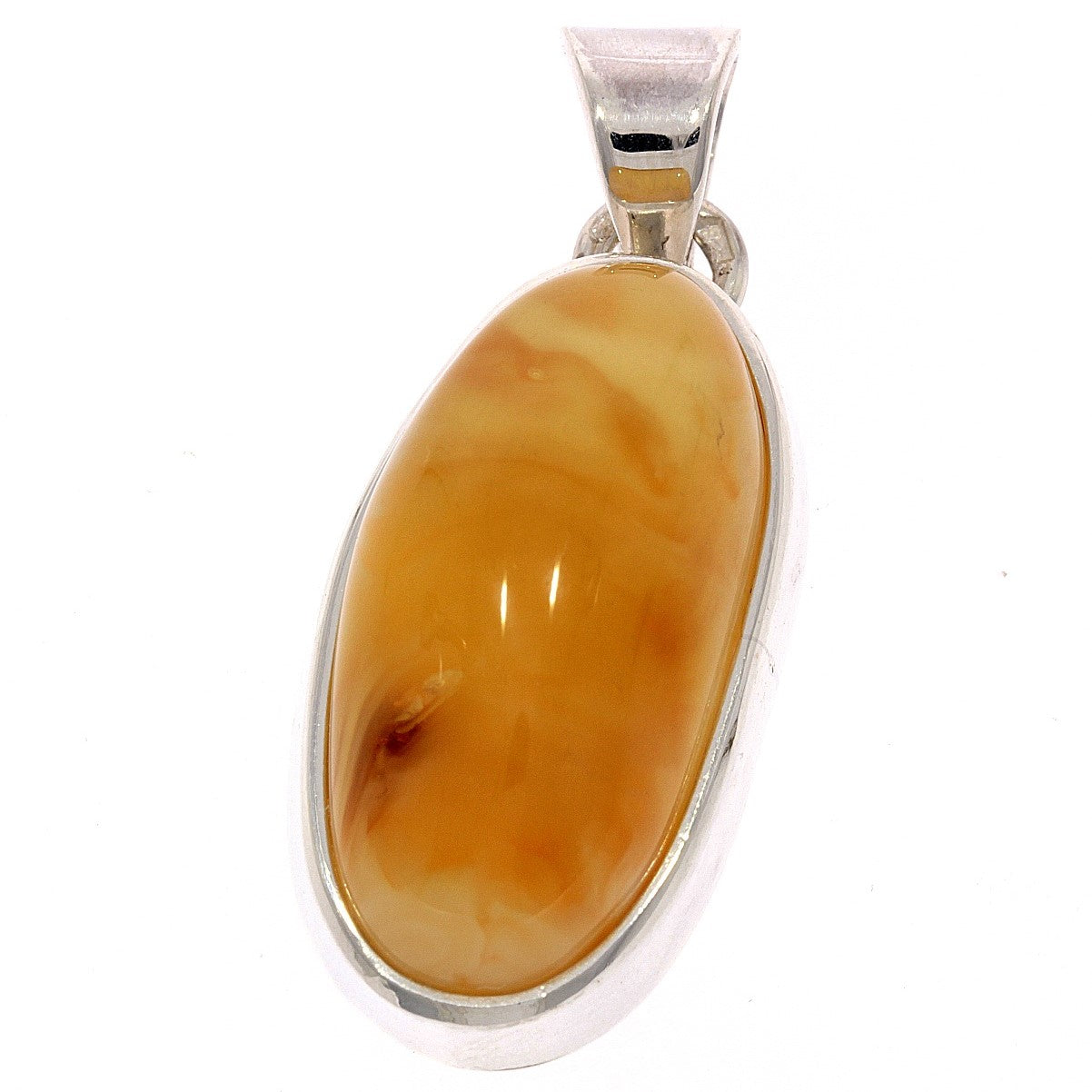 925 Sterling Silver & Genuine Lemon Baltic Amber Exlusive Unique Pendant - PD2054