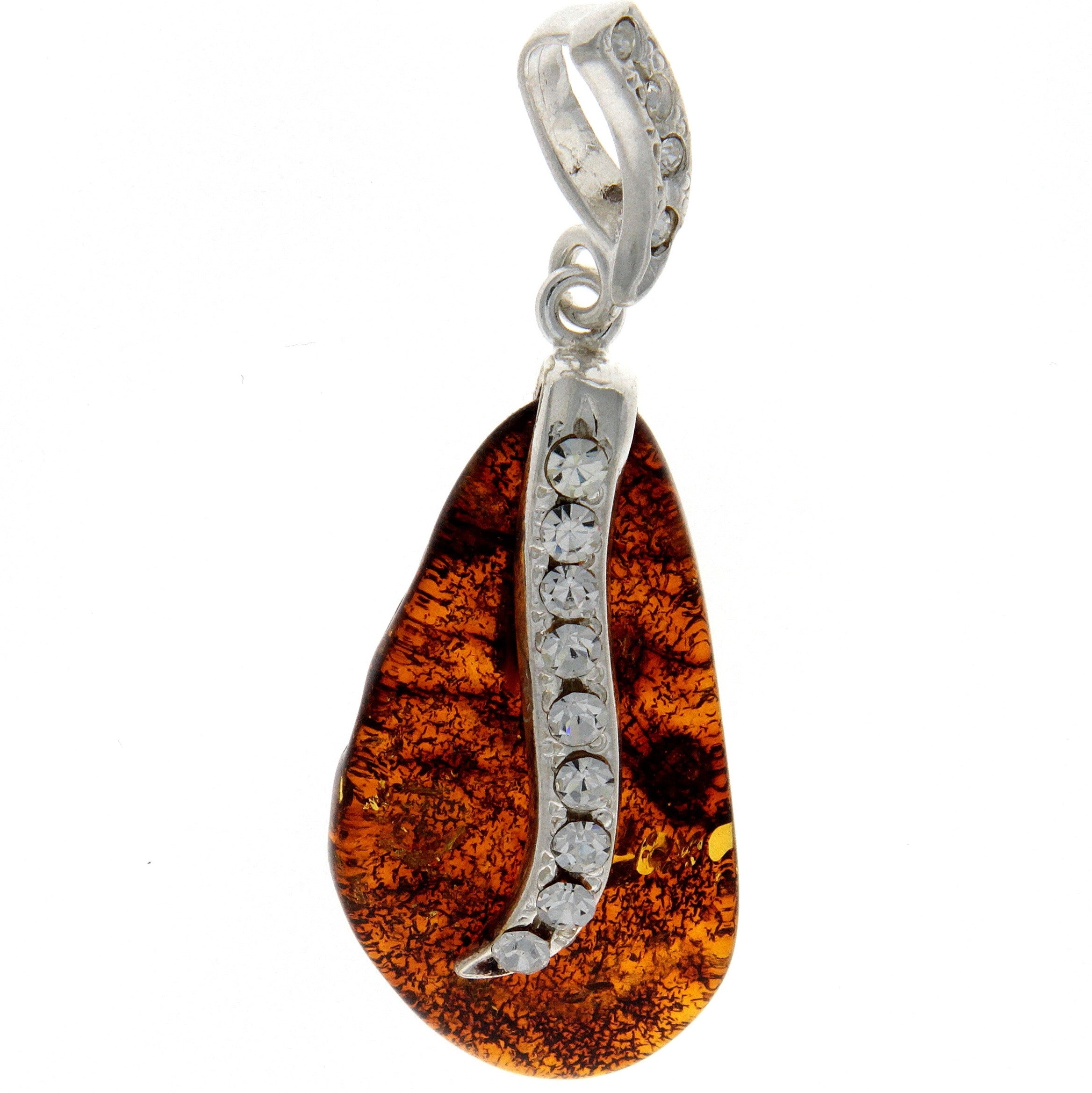 925 Sterling Silver & Genuine Lemon Baltic Amber Exlusive Unique Pendant - PD2073