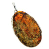 925 Sterling Silver & Genuine Green Baltic Amber Exlusive Unique Pendant - PD2076