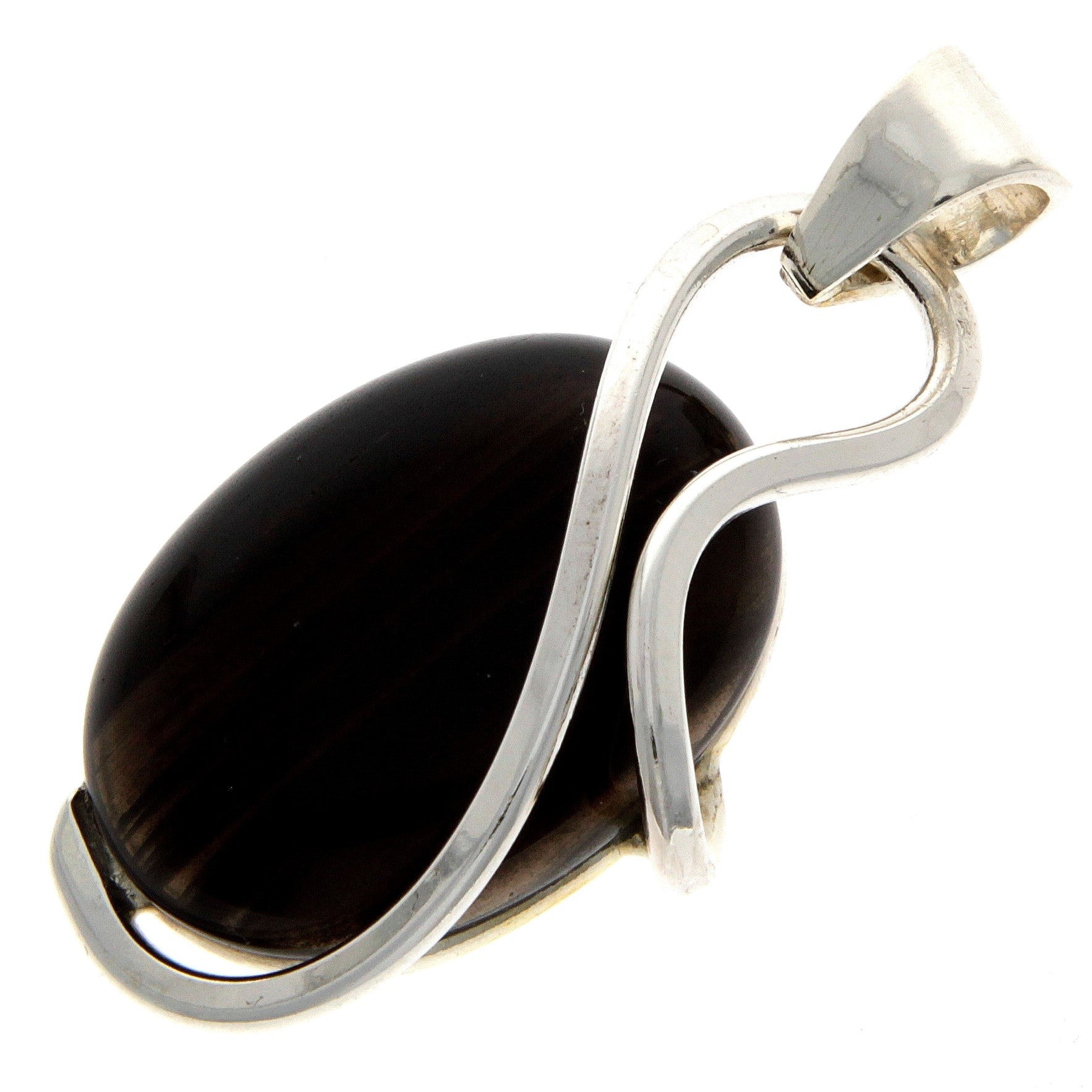 925 Sterling Silver & Genuine Cherry Baltic Amber Exlusive Unique Pendant - PD2090