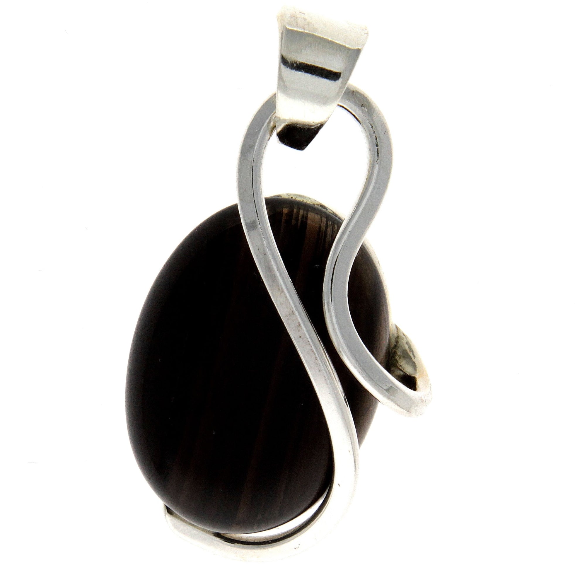 925 Sterling Silver & Genuine Cherry Baltic Amber Exlusive Unique Pendant - PD2090