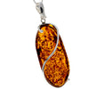 925 Sterling Silver & Genuine Cognac Baltic Amber Exlusive Unique Pendant - PD2157