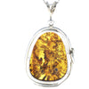 925 Sterling Silver & Genuine Honey Baltic Amber Exlusive Unique Pendant - PD2162