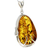 925 Sterling Silver & Genuine Honey Baltic Amber Exlusive Unique Pendant - PD2162