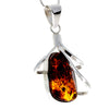 925 Sterling Silver & Genuine Cognac Baltic Amber Exlusive Unique Pendant - PD2167