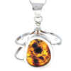 925 Sterling Silver & Genuine Cognac Baltic Amber Exlusive Unique Pendant - PD2168