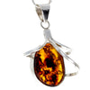 925 Sterling Silver & Genuine Cognac Baltic Amber Exlusive Unique Pendant - PD2168