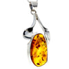 925 Sterling Silver & Genuine Cognac Baltic Amber Exlusive Unique Pendant - PD2169