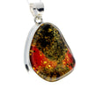 925 Sterling Silver & Genuine Green Baltic Amber Exlusive Unique Pendant - PD2230