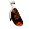 925 Sterling Silver & Genuine Green Baltic Amber Exlusive Unique Pendant - PD2232