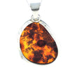 925 Sterling Silver & Genuine Cognac Baltic Amber Exlusive Unique Pendant - PD2239