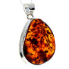 925 Sterling Silver & Genuine Cognac Baltic Amber Exlusive Unique Pendant - PD2239