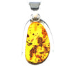 925 Sterling Silver & Genuine Cognac Baltic Amber Exlusive Unique Pendant - PD2245