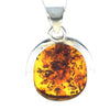 925 Sterling Silver & Genuine Cognac Baltic Amber Exlusive Unique Pendant - PD2250