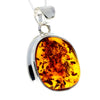 925 Sterling Silver & Genuine Cognac Baltic Amber Exlusive Unique Pendant - PD2250