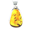 925 Sterling Silver & Genuine Cognac Baltic Amber Exlusive Unique Pendant - PD2257