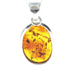 925 Sterling Silver & Genuine Cognac Baltic Amber Exlusive Unique Pendant - PD2260