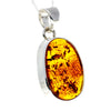 925 Sterling Silver & Genuine Cognac Baltic Amber Exlusive Unique Pendant - PD2260