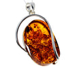 925 Sterling Silver & Genuine Cognac Baltic Amber Exlusive Unique Pendant - PD2263