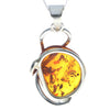 925 Sterling Silver & Genuine Cognac Baltic Amber Exlusive Unique Pendant - PD2270