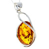 925 Sterling Silver & Genuine Cognac Baltic Amber Exlusive Unique Pendant - PD2270