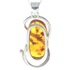 925 Sterling Silver & Genuine Cognac Baltic Amber Exlusive Unique Pendant - PD2275